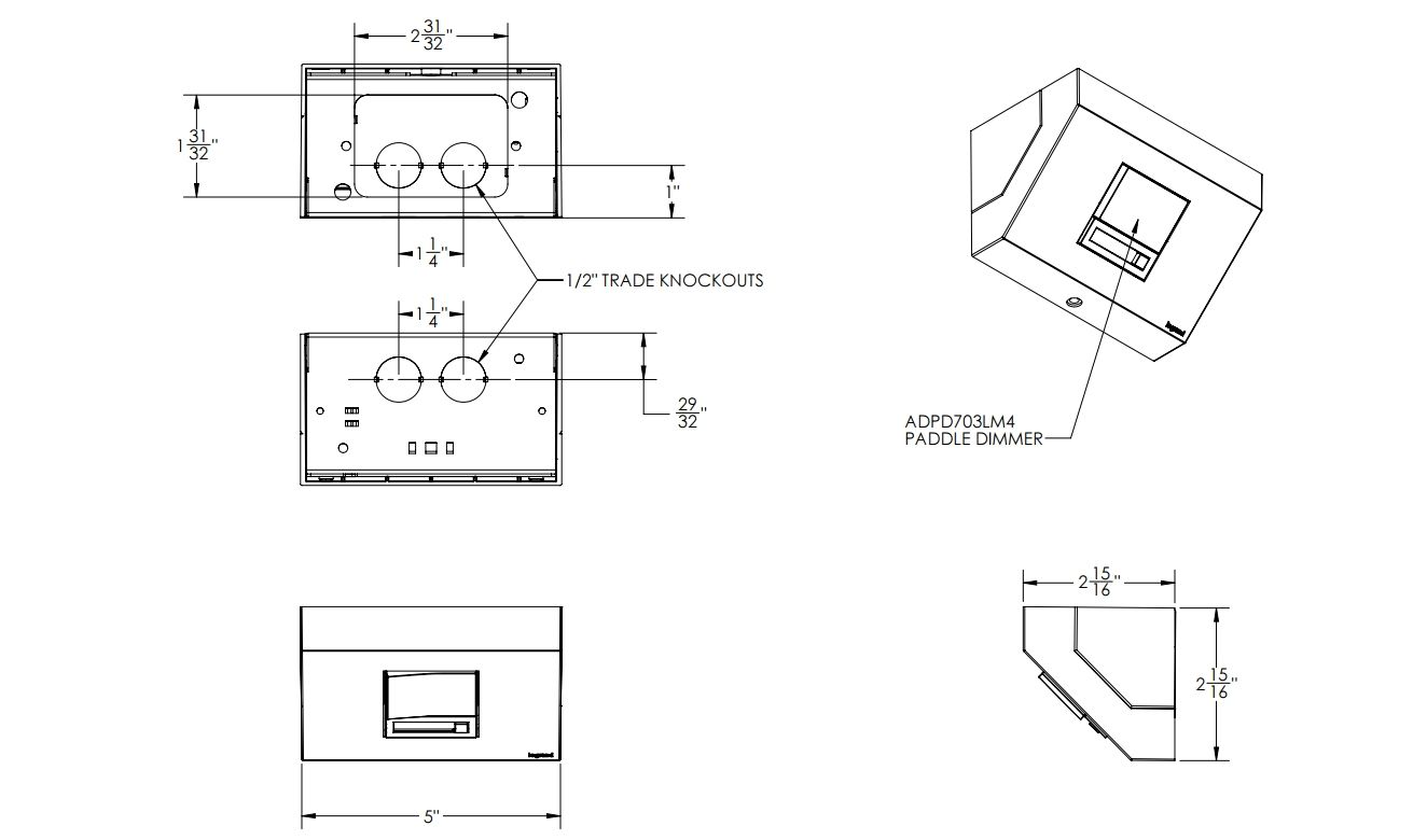 Legrand Adorne Apcb1 Control Box With Paddle Dimmer